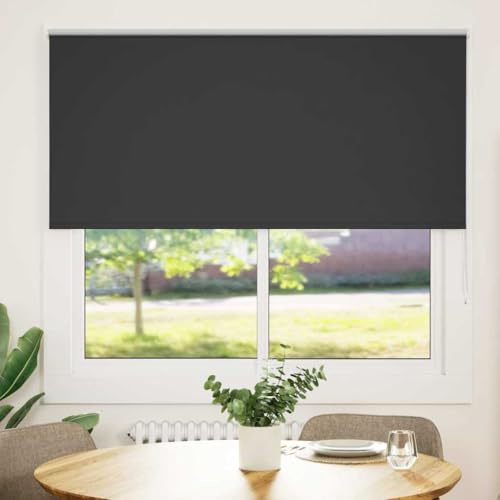 vidaXL Verdunkelungsrollo Schwarz 150x130 cm Stoffbreite 146,6 cm, Rollo, Klemmfix, Thermorollo, Verdunklungsrollo, Klemmrollo, Fensterrollo