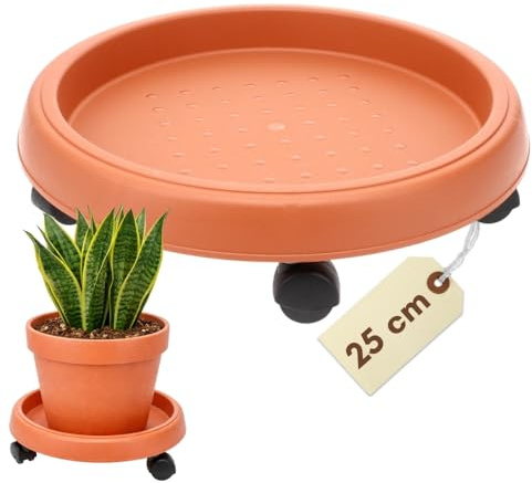 GarPet Pflanzenroller Rund Rollbrett Pflanzen Untersetzer Blumenroller Outdoor Pflanzenuntersetzer Blumentopf Untersetzer mit Rollen Pflanzenroller Rund 25 cm
