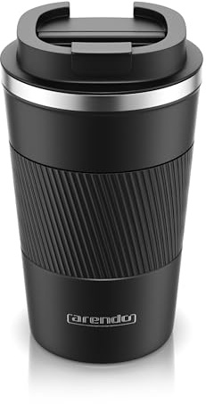 arendo Travel Mugs 350 ml, Insulated Coffee Cup with 100% Leakproof Lid, Trumbler Drinking Opening with Push Button/Closure, Stainless Steel Coffee Mug for Hot and Cold Coffee Water and Tea