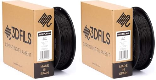 3DFILS - Filamento PLA para impresión 3D esFil PLA INGEO 3D850: 1.75 mm, 1 Kg, Negro (Paquete de 2)