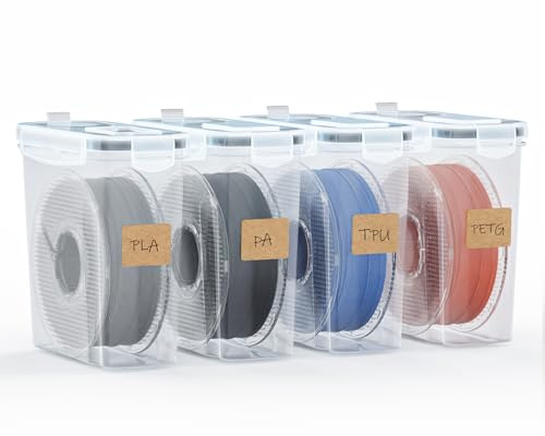 YOOPAI filament förvaringslåda – 4-pack filamentbehållare för 3D-tryck filamentförsegling och skydd – bärbar förvaring med torkmedel och etiketter, vattentät och dammtät 4,0 l