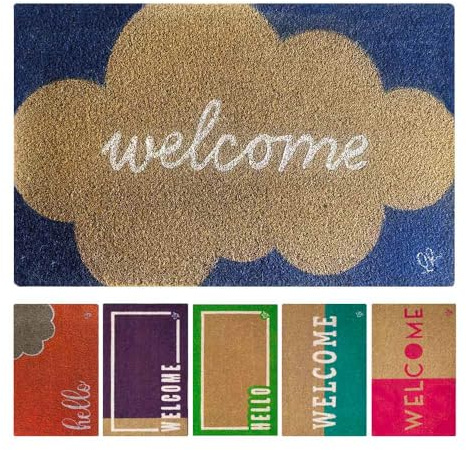 OLIVO.shop Zerbino Ingresso Cocco, Zerbino Interno Esterno Simpatico Colorato, Tappeto Ingresso Esterno, Zerbini 40x60 cm, Antiscivolo COCCO FLUO (BLU)