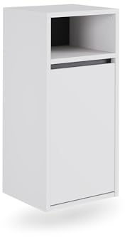 Vicco Badschrank Viola, Weiß/Grau, 38 x 80 cm | mit Wäschkorb, mit herausnehmbarem Wäschekorb zur Aufbewahrung