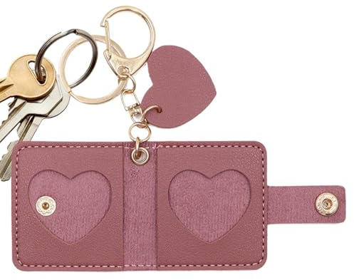 Birtern Bilder-Schlüsselanhänger, Fotorahmen, Schlüsselanhänger, PU-Leder, Anhänger, Aufbewahrung, Schutztasche für Damen und Herren, Geburtstag, Hochzeit, violett, Refer to description
