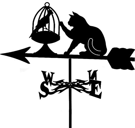 Animaux Girouette Bateau à Voile Lapin Verre à Vin Rouge Fermier et Cheval Chat et Oiseau Silhouette Girouette Girouette Indicateur de Direction du Vent Outil de Mesure Professionnel S
