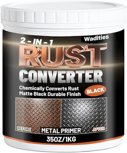 2-in-1 Rust Converter & Metal Primer, 35oz Matte Black Rust Inhibitor Paint for Metal, Ultra Automotive Rust Reformer & Seal, Heat Resistance Trailer Paint for Chassis, Frame, Marine, Industrial