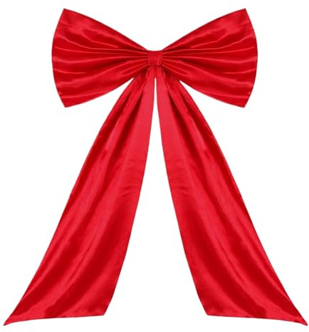 Fenayuu Decoración de Navidad con lazo grande, 65 x 105 cm gran decoración de lazo gigante, gran árbol de Navidad para pared, puerta, escalera, escalera, fondo de escalera