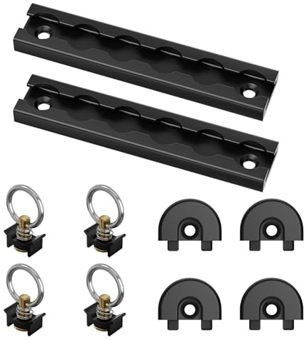 Vandrabase 6 Inch (152.5mm) Aluminum L Track Rail Set with 6 O-Rings and 4 End Cups, Short Airline Tie Down Rail for Tight Spaces, Truck Beds,Vans,Pickups,Trailers, Motorcycles,ATVs – Black Anodized