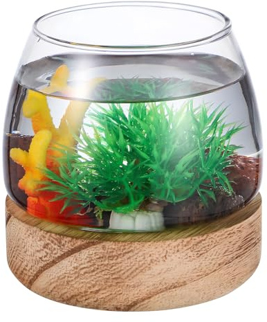 WEKAMOS Ciotola in Vetro Trasparente per Pesci Rossi e Piante Acquario Decorativo Rotondo Resistente e Facile da Pulire Vaso Terrario per Centrotavola e Decorazioni da Tavolo