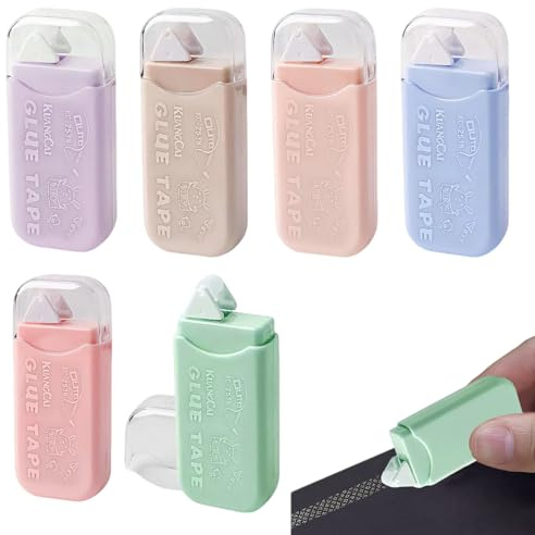 Colla Roller Biadesivo,6pezzi Colla a Nastro Colla Roller Di Nastro Biadesivo Colla Nastro Per Fai da te Scrapbooking Diario Foto Cartoline,Bricolage, Cartoline, Bullet Grid Journal(6m x 6mm)