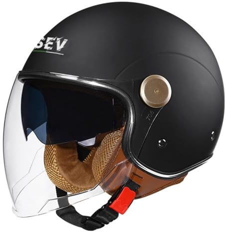 Casco Moto 3/4 Retrò Caschi Jet E Demi-Jet Omologato DOTECE Caschi Cromwell Con Doppia Visiera Aperto Casco Leggero Per Chopper Scooter Cascos Mezzo Scodella Uomini Donne W,M:57-58CM