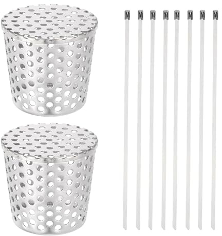 QUARKZMAN 2Pcs Gouttière Filtre De Descente, 3 Inch Large 304 Acier Inoxydable Gouttière Grille De Descente Avec Attaches Câble Pour Conique Tuyau D'Échappement Couverture De Ventilation