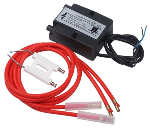 Transformador de encendido de 15 kV para quemador y caldera 230 V con electrodo de encendido y cable, dispositivo robusto de alta tensión para sistemas de encendido automático, modelo GI-15KV