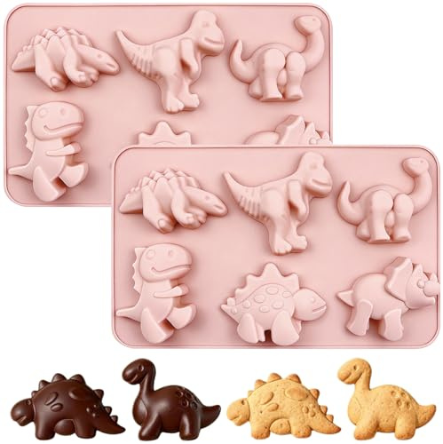 YXHZVON 2 Set Dinosaurier Silikonform Schokoladenform Silikon | 3D Dinosaurier Backform Jelly Formen, Backen Silikonformen, Antihaft, BPA-Frei, für Chokolade, Süßigkeit, Gelee, Eiswürfel