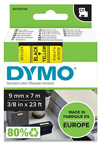 DYMO Märkband, Svart, Gul, En Storlek
