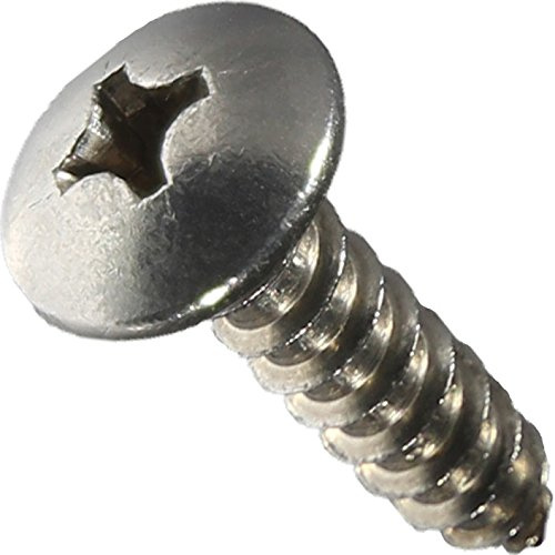 #6 x 5/8 Truss Head Sheet Metal Screws, Full Thread, Phillips Drive, Stainless Steel 18-8, Bright Finish, Self-Tapping, Quantity 100 Pieces by Fastenere