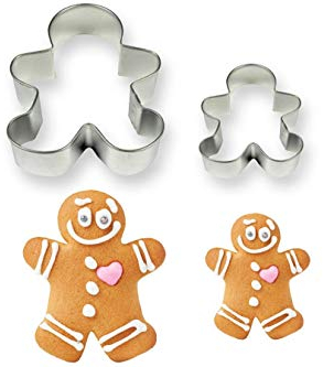 PME Gingerbread Man Cookie and Cake Cutters, Small and Large Sizes, Set of 2,Silver,9x2x7 cm
