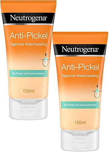 Neutrogena Anti-Pickel Tägliches Waschpeeling, mildes Gesichtspeeling für eine glatte, geschmeidige und weiche Haut (2 x 150 ml)