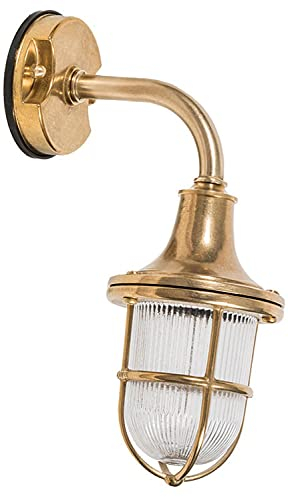 Edle Außenlampe Wand aus Messing Glas rostfrei IP64 massive Schiffslampe Wandleuchte Haus Balkon Hof