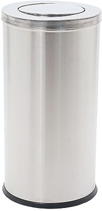 Danieli Store - Cubo de Basura 52L para Exteriores en Acero Ø38,5x71,7 cm - Cubo Basura con Tapa Basculante - Papelera con Goma Antideslizante en la Base