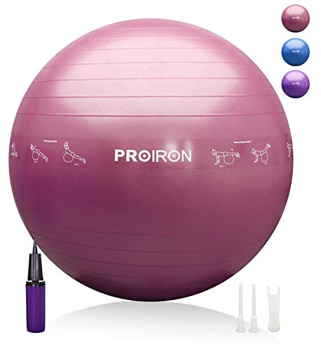 PROIRON Palla Fitness con Pattern di Pose, Fitball 55 cm 65 cm 75 cm con Pompa, Palla per Pilates, Esercizi, Ginnastica e Yoga