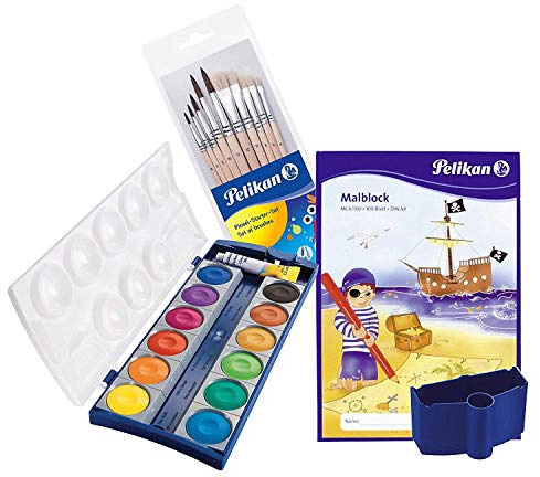 Wasserbox 808246 für Pelikan Deckfarbkasten Schul-Standard blau (Wasserbox, Deckfarbkasten 12 Farben, 10 Pinsel & Malblock, 1)