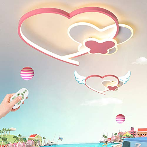 LED Deckenleuchte Kinderlampe Modernes Design Schmetterling Herzförmige Deckenlampe Schlafzimmer Lampe Dimmbar Fernbedienung Beleuchtung Wohnzimmer Babyzimmer Deckenlicht Dekorativen Kronleuchter