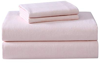Laura Ashley - Flannel Sheets Twin Size, Anti-Pilling & Wrinkle Resistant Cotton, Touchably Soft for All-Season Comfort - Bed Sheets with Matching Pillowcase & Fitted Sheet (Bright Blush)