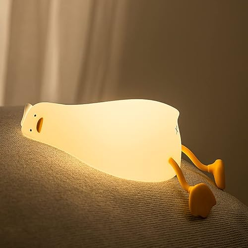 URAQT Luce Notturna Bambini, Silicone Lampada Notturna con Sensore Tattile, Anatra Carina Luci Cameretta Bambini con Funzione Timer 30 Minuti, Dimmerabile e Ricaricabile, per Bambinis Neonato Regalo