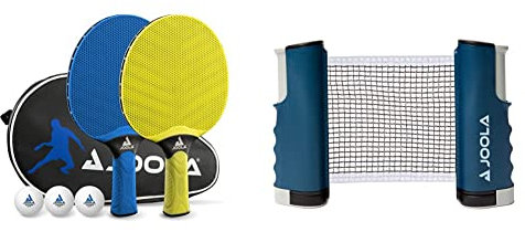 JOOLA Tischtennis Set Vivid Outdoor & ausziehbares tragbares Tischtennisnetz Connect, Set (verstellbare Länge) – Spielen Sie Tischtennis überall, blau, M