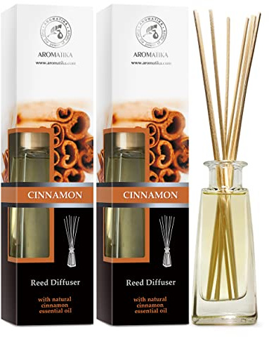 Reed Diffuser Cinnamon - 2x3.4 Fl Oz(100ml) - Room Diffuser with Cinnamon Essential Oil - Home Fragrance - Aromatherapy Air Freshener - Oil Diffuser - Scented Diffuser - Cinnamon Aroma