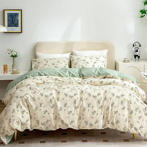 Jane yre Floral Duvet Cover King, Brushed Microfiber 3 Pieces Bedding Set King, Garden Style Flower Pattern Flower Duvet Cover, with Zipper Closure, Luxury Soft Breathable Comfy