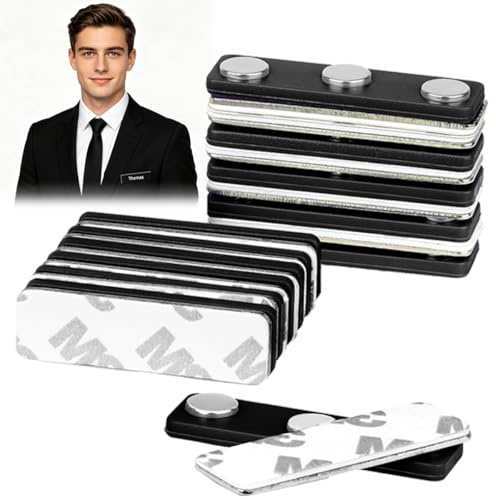 Magnetische Namensschilder [12 Stück] Namensschilder Magnet für Kleidung | Starker 3-Punkt Magnet Namensschild für Büro & Konferenz | Professionelle Namensschilder für kleidung Ausweishalter, 45x15mm