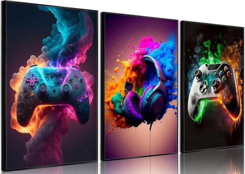 BGFCE Gaming-Wanddeko für das Spielzimmer, Leinwandposter mit Videospiel-Motiven für Jugendzimmer von Jungen, 40,6 x 61 cm, ungerahmtes 3er-Set