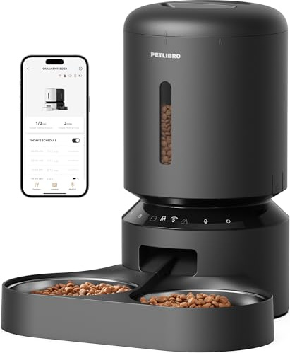PETLIBRO 5L Futterautomat Katze für 2 Katzen mit 5G WLAN und App | Doppelnapf, Sensor für niedrigen Futterstand, 1–10 Mahlzeiten täglich