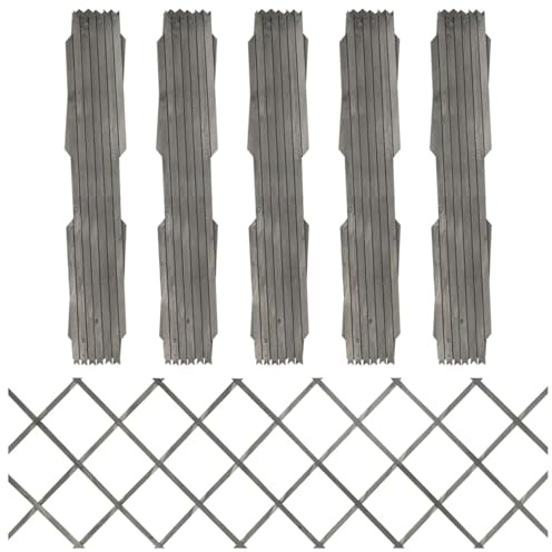 Tidyard Trellis fences 5 pcs. Grey solid fir wood 180x60 cm Model316424