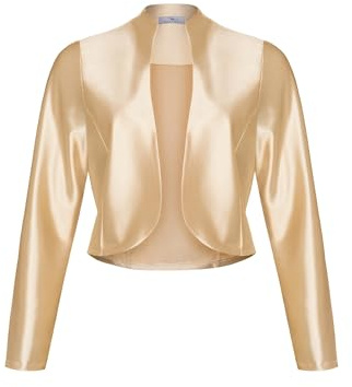 DANAEST Boléro en satin à manches longues pour femme, champagne, L