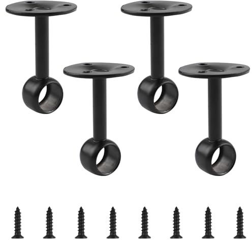 INCREWAY Gardinenstangenhalter, robust, Deckenbefestigung, für Gardinenstangen von 16 mm, Schwarz, 4 Stück