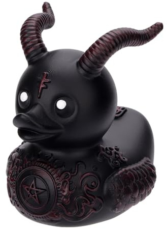 Pato de Resina Negro, 8 cm de Altura Pato de Juguete para Baño Divertido Pato de Resina Oscuro Regalo de Pato Coleccionable para Niños Adultos Decoración (Pato Satanás)