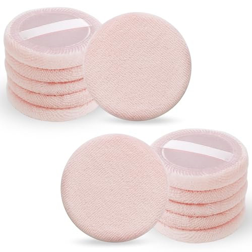 12 Stück Runde Makeup Puderquaste 6CM Gesicht Schwämmchen Powder Puff Baumwolle Velours Gesichts Schwammkissen Puff Setting Puderquaste Lose Make Up Schwämme für Foundation Setting Puder