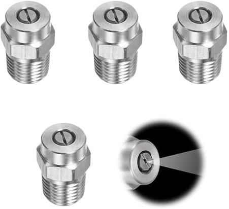 XCSJ 4 arandelas roscadas boquilla de pulverización 40 grados, 1,236 mm de apertura, 1/4 pulgada macho NPT, boquilla de alta presión de acero inoxidable para escobas de agua y limpiador de subsuelo