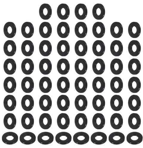 PATIKIL 120 piezas Arandelas planas de nylon M8 8mm ID 19mm OD negro | 2mm de grosor, Arandelas redondas planas de sellado de plástico, Espaciador Juntas de repuesto para grifo de fontanería