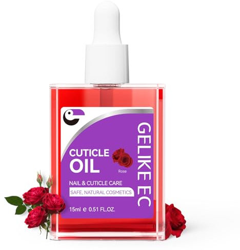 Gelike ec Aceite para cuidado de cutículas: aceite para cutículas, aroma a rosa, para hidratación, fortalece las uñas nutritivas con aceites orgánicos y vitamina E, vegano, para los amantes de la