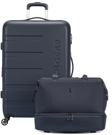 SwissGear 7366 Signature Hardside Expandable Luggage with Spinner Wheels and TSA Lock, Weekender Tote, Navy, 2-Piece Set (Weekender/27)