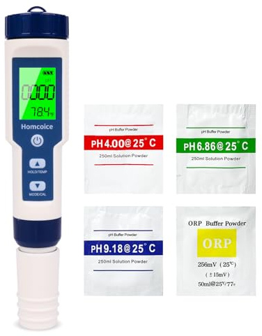 Homcoice PH Mètre Numérique 7 en 1, pH TDS EC SALT ORP S.G Température Meter, Testeur Qualité Eau portable pour aquariums, piscines, eau potable et hydroponie