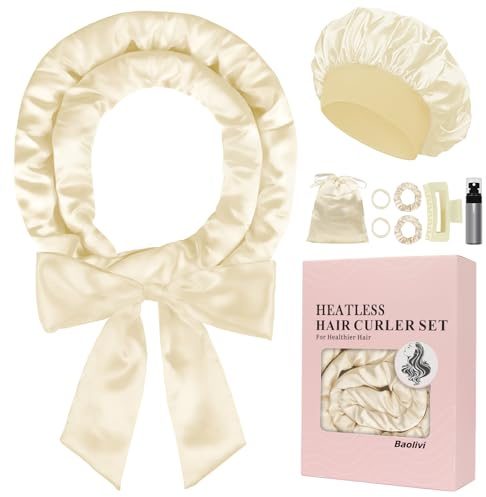 Baolivi Lot de 9 bigoudis sans chaleur en satin sans chaleur de 177,8 cm pour femme, cheveux longs et volumineux pour dormir, 177,8 cm