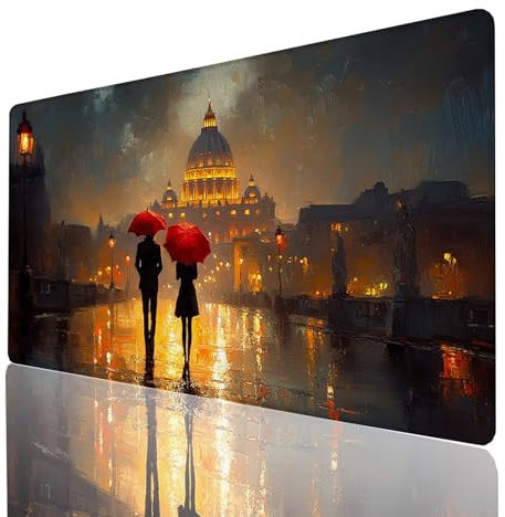 Alfombrilla Ratón Pareja, Alfombrilla Gaming Ciudad, Impermeable Tapete Escritorio 1000x500x3mm Compatible con Raton Inalambrico y Teclado Inalambrico, Mousepad para Portatil Regalo Hombre GYL-6158