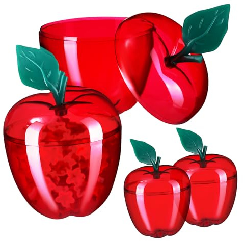 SOIMISS 4pcs Red Apple Can Storage Jars Candy Cans Fruit Shape Reusable Containers Lids Candy Box Home Decorations Party Favors