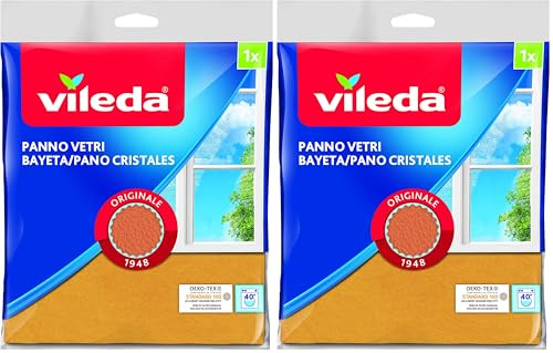 Vileda 119,680 141335 Klassisches und traditionelles Fenstertuch, Sonstiges, Mehrfarbig, 20x24x0.2 cm (Packung mit 2)