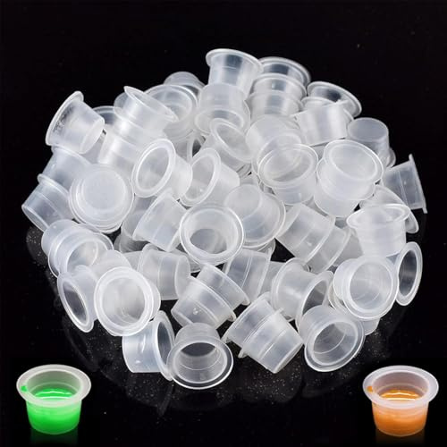 200 Pièces Capuchons d'encre de Tatouage, Tasses d'encre de Tatouage, Petits Gobelets pour Encre de Tatouage Caps, Tasses de Tatouage de Pigment dn Plastique pour Tattoo Ink Fournitures
